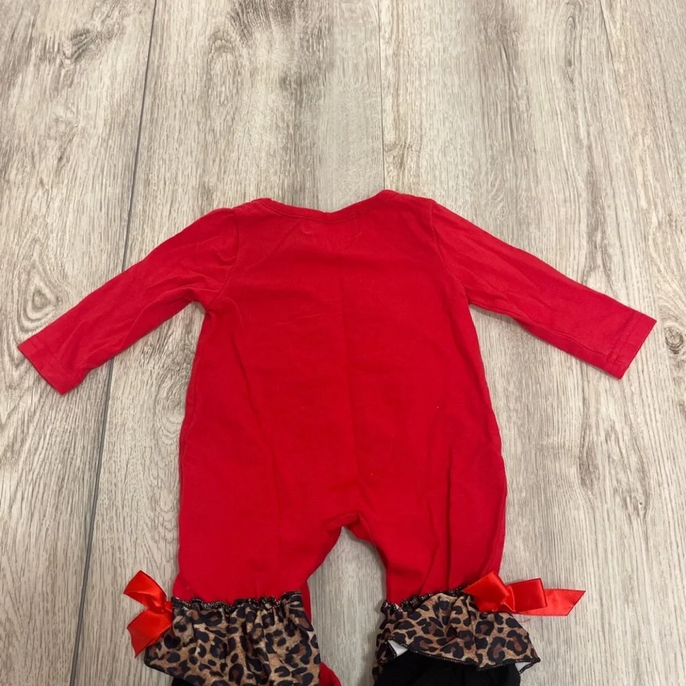 Marie Nicole 0-3 Month Leopard Santa One Piece Outfit